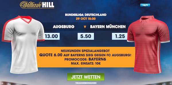 Augburg vs. Bayern Quoten-Boost William Hill