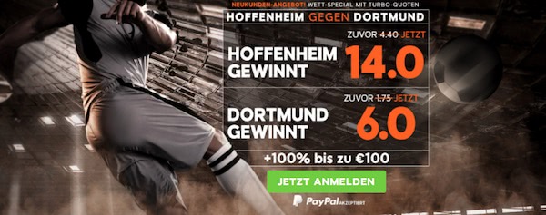 888sport Turbo-Quote zu Hoffenheim vs. Dortmund 