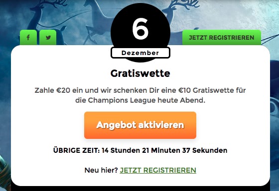 10€ Gratiswette zur Champions League bei Mobilbet