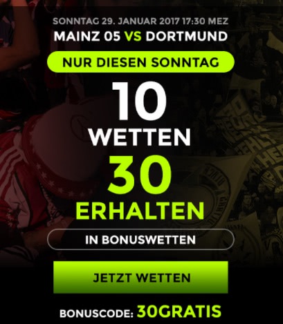 Netbet 30€ Bonus zu Mainz-Dortmund 