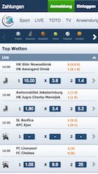 Mobile Wetten bei 1xbet auf der App