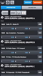 Screenshot von Quoten auf der Bigbetworld.com App