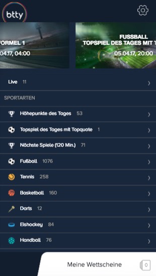 btty Sportwetten App Startseite