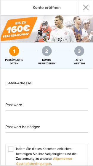 Wetten.com Registrierung für iPhone & Android 