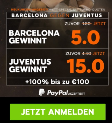 888sport Top-Quote zu Barcelona - Juventus am 1. CL-Spieltag