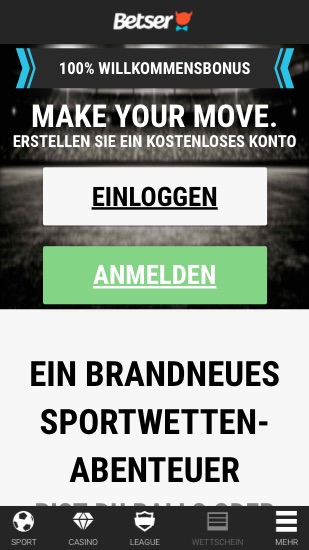 Startseite der Betser mobile App