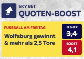 Sky Bet Quoten-Boost zu Wolfsburg - Augsburg