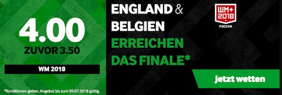 Betway Boost auf Belgien und England erreichen das WM Finale 2018