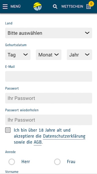 Sportwetten.de App Registrierung