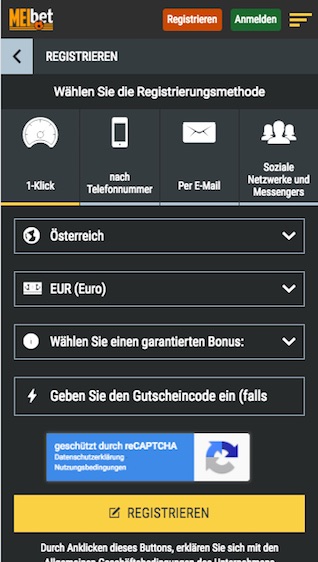 Registrierung in der Melbet Android & iPhone App