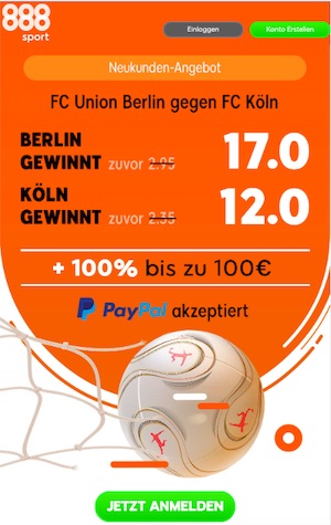888sport Quoten zu Union Berlin - Köln