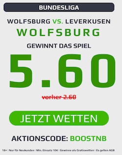 Netbet Quotenboost zu Wolfsburg - Leverkusen