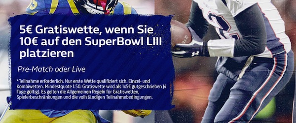 5€ Gratiswette zur Super Bowl 2019
