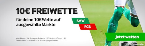 10€ Gratiswette für Bremen - Bayern im DFB-Pokal