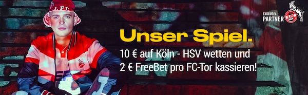 2€ Freebet pro Tor bei Köln - HSV 