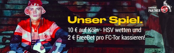 2€ Freebet pro Tor bei Köln - HSV