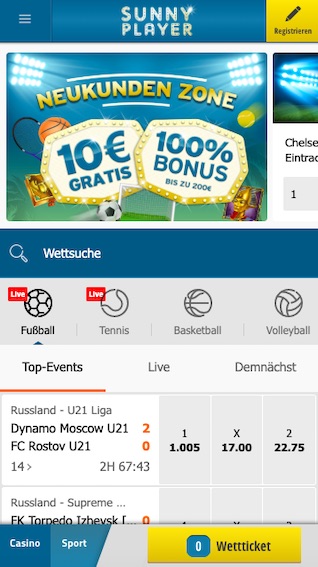 Sportwetten Startseite Sunnyplayer App