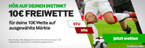 10€ Gratiswette zu Stuttgart - Hannover bei Betway