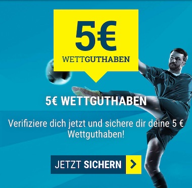 5€ Wettguthaben für Verifizierung bei Sportwetten.de