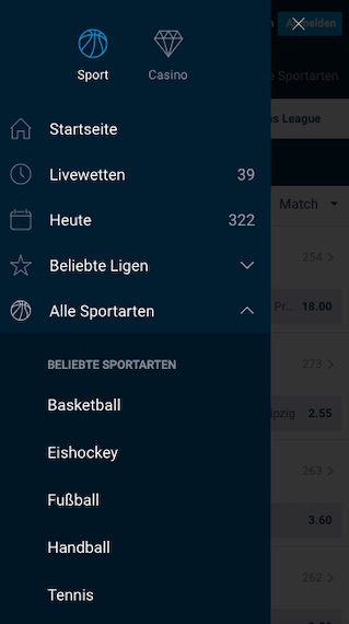 Mybet App Menü