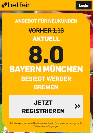 Quoten zu Bayern - Bremen bei Betfair