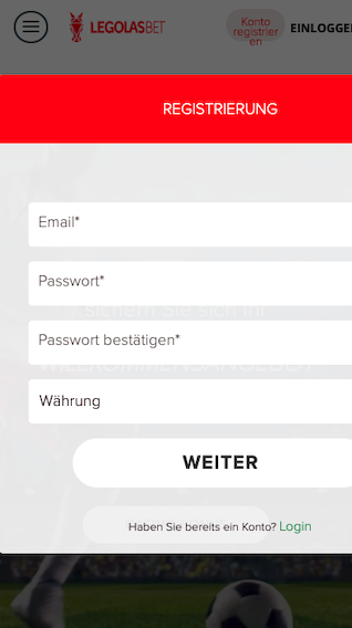 Registriere dich bei der Legolas.bet Sportwetten App