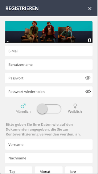 Novibet App Registrierung