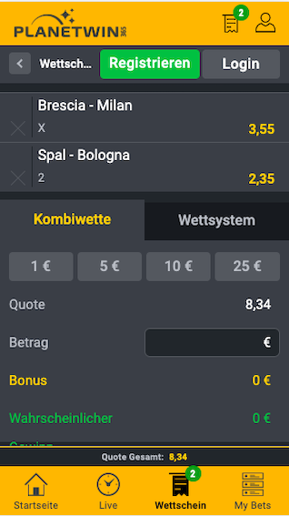 Planetwin365 App Wettschein
