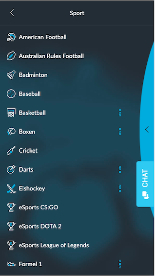 Sportwetten-Angebot in der mobilen Betvictor App