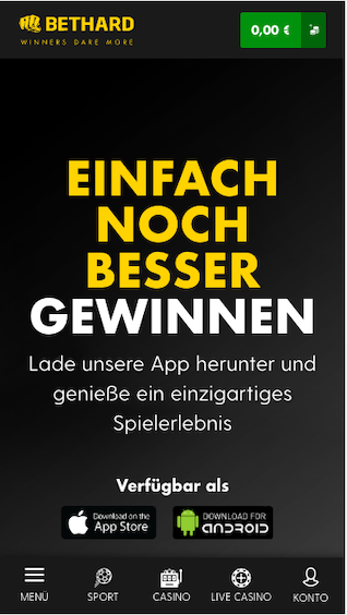 Download der Bethard App für Android APK und iPhone