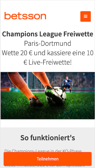 Betsson 10 Euro Live-Freiwette bei Paris Saint-Germain gegen Borussia Dortmund sichern