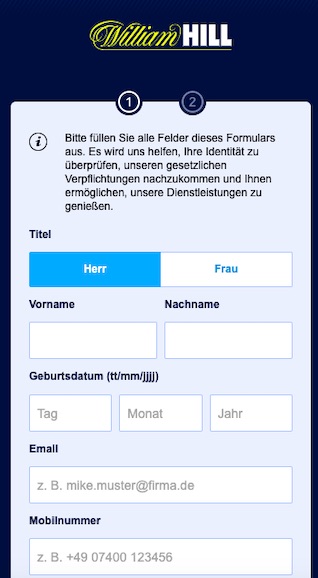 William Hill App Registrierung