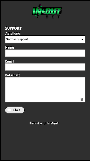 Support & Kontakt in der InAndOutBet mobile App für Android & iPhone