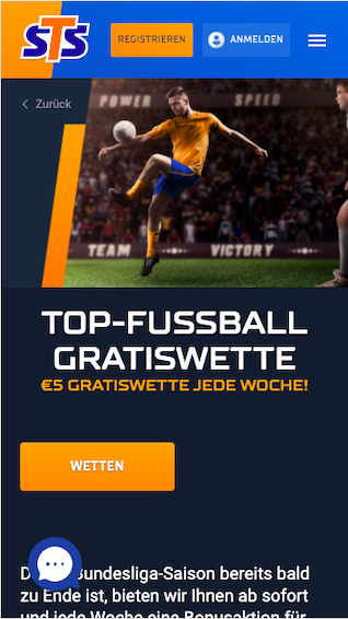 5 Euro Gratiswette für Top-Fußball in der STSbet App für Android & iPhone