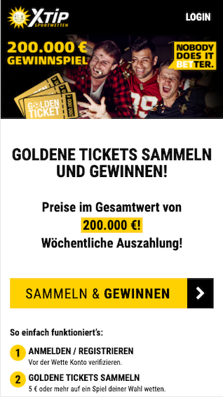 Golden Tickets sichern und jede Woche beim Gewinnspiel der XTip App für Android & iPhone gewinnen