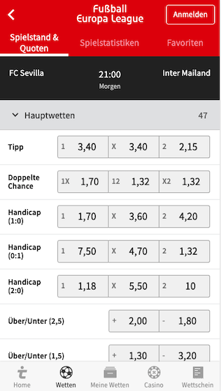 Alle Wetten & Quoten zum Europa League Finale zwischen dem FC Sevilla und Inter Mailand in der Tipico App