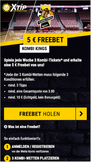 3er-Kombi-Wette bringt FreeBet in der XTip App für Android & iPhone
