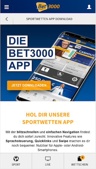 Alles zur Bet3000 App Android APK