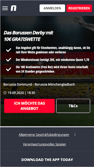 Gratiswette für Dortmund - Mönchengladbach zum Bundesliga Auftakt in der Novibet App für Android & iPhone