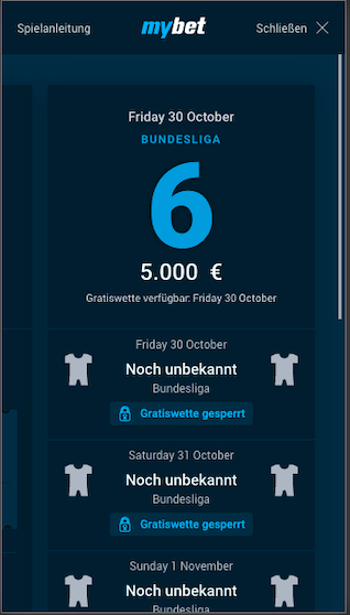 5.000 Euro Wettbewerb inklusive Gratiswetten in der Bundesliga in der mybet App für Android & iPhone
