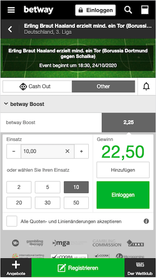 Super-Boost für Haaland Tor bei Dortmund - Schalke in der 888sport App für Android & iPhone