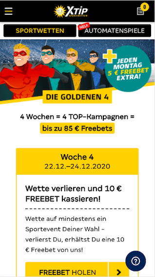 Freebet in Woche 4 der Goldenen 4 in der Merkur Sports App für Android & iPhone
