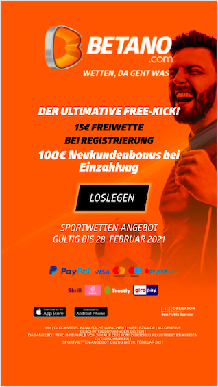 15 Euro Gratiswette für die Registrierung in der Betano App für Android & iPhone