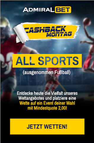 Cashback-Montag in der Admiralbet App für Android & iPhone
