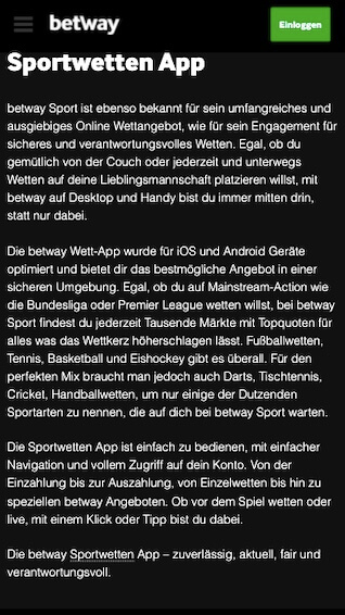 Betway App installieren