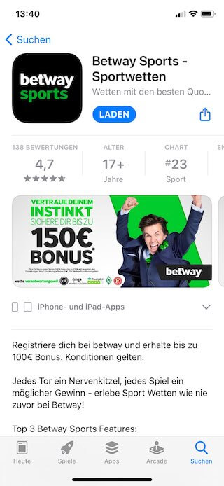 Alle Infos zur Betway iOS App für iPhone und iPad