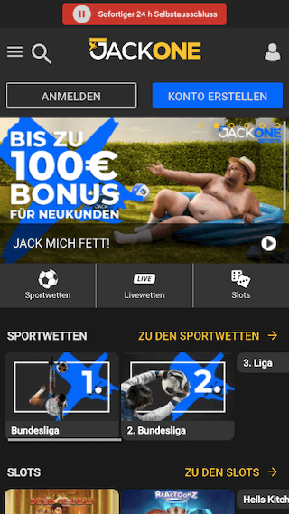 Startseite der Jackone App für Android & iPhone