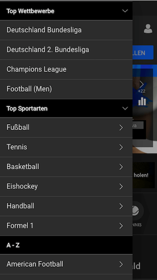 Umfangreiches Wettprogramm in der mobilen Jackone App für Android & Apple