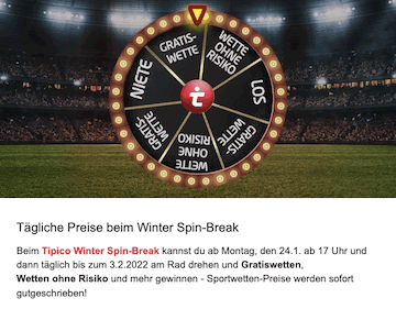 Freebets und Wetten ohne Risiko beim Tipico Winter Spin Break in der App für Android & iPhone gewinnen