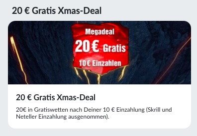 X-Mas Deal bringt 20 Euro gratis in der Bildbet App für Android & iPhone